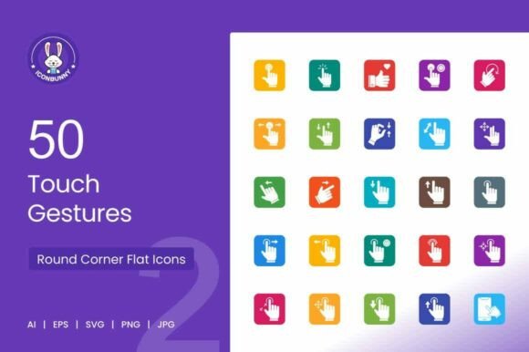 50 Touch Gestures Filled Round Corner