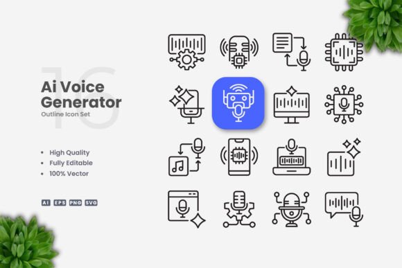 Ai Voice Generator Icons: Graphics and Icons for Creative Design
