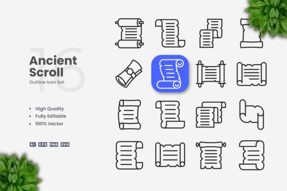 Ancient Scroll Icons: Graphics with Timeless Appeal