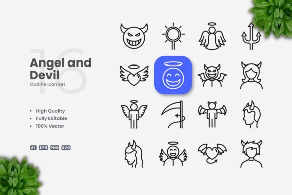 Angel and Devil Icons for Graphics and Branding