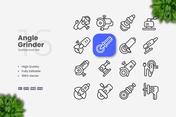 Angle Grinder Icons: Graphics for Modern Design