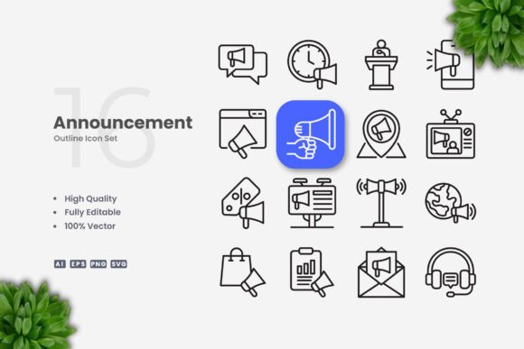 Announcement Icons: Graphics and Icons for Creative Design