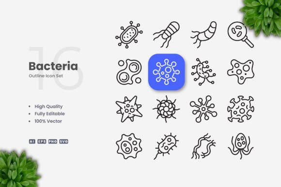Bacteria Icons for Graphic Design