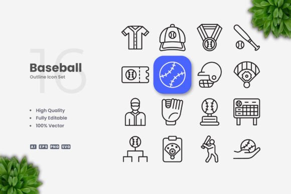 Baseball Icons: Graphics and Icons for Creative Design
