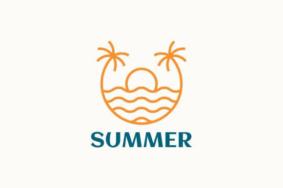 Beach Summer Abstract Logo Badge Linear