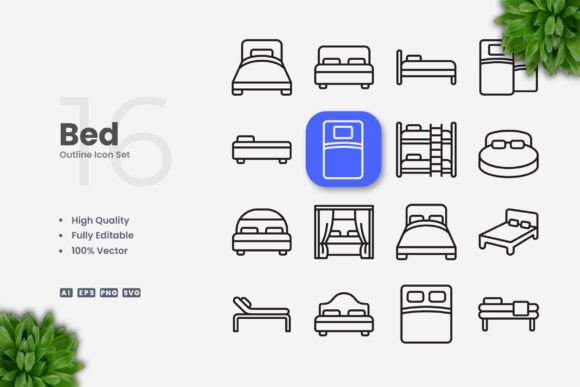 Bed Icons: Graphics and Icons for Creative Design