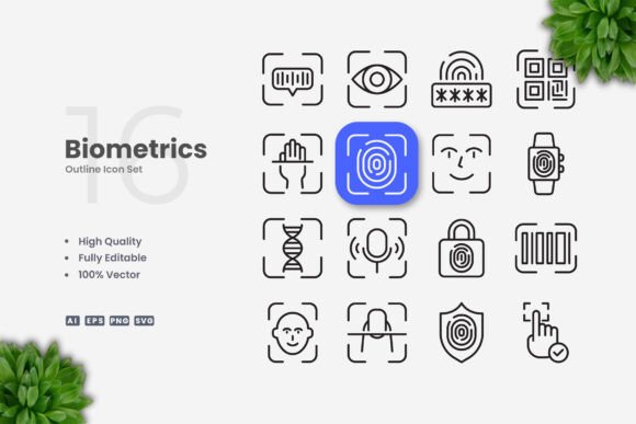 Biometrics Icons for Graphics and Branding