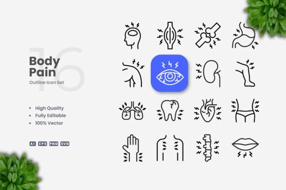 Body Pain Icons: Graphics and Icons for Clean Design