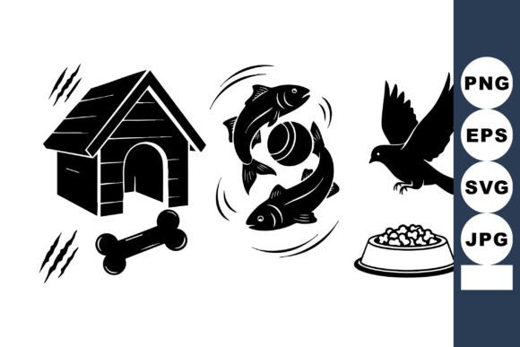 Bold Pet Silhouette Icons for Crafts and Graphics