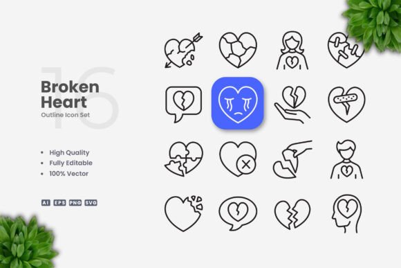 Broken Heart Icons for Graphics and Icons