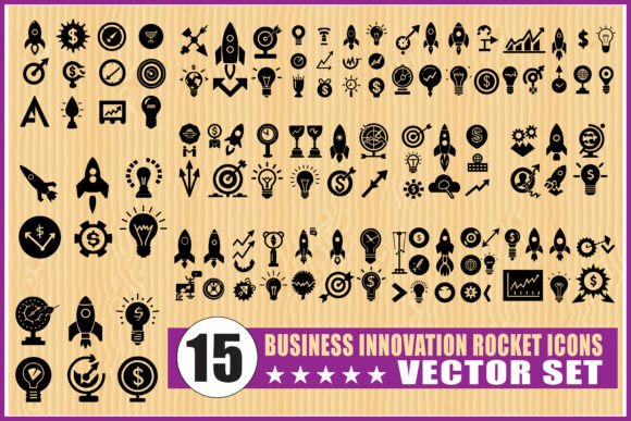 Business Innovation Rocket Icons Vector Graphics