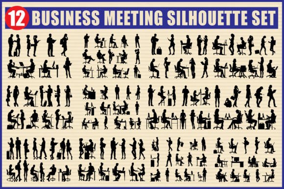 Business Meeting Silhouette Set Graphics and Icons