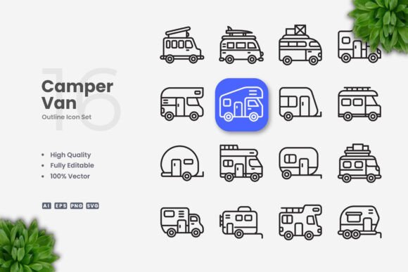 Camper Van Icons: Graphics and Icons for Modern Design