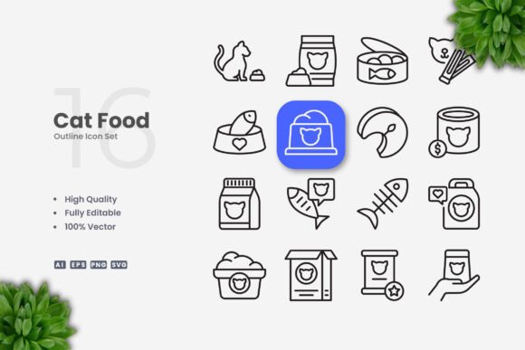 Cat Food Icons: Graphics for Digital Sellers