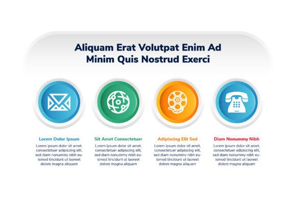 Circle Infographic Four Horizontal Graphics