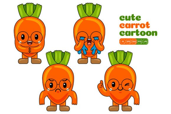 Cute Carrot Mascot Vector Pack 02: Graphics and Illustrations for Creative Projects