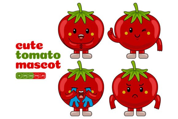 Cute Tomato Mascot Vector Pack 01