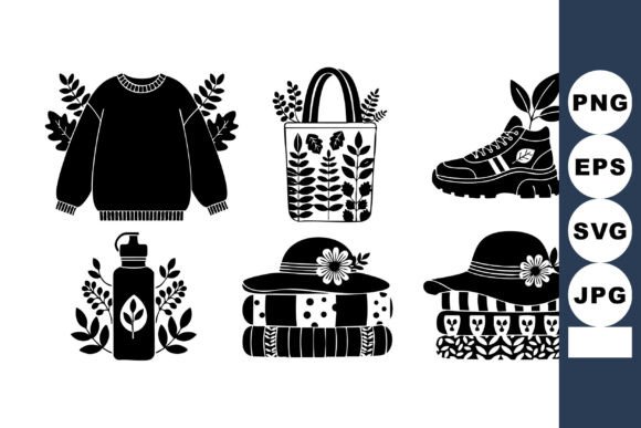 Eco Fashion Silhouette Icons: Graphics for Crafts