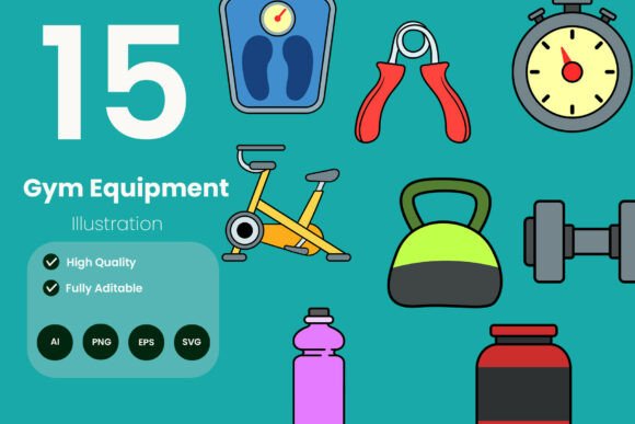 Gym Equipment Illustration Pack: Graphics and Illustrations for Fitness Content