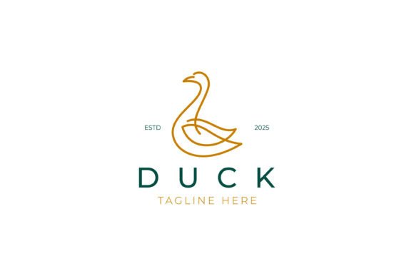 Iconic Line Art Swan or Duck Logo Graphics