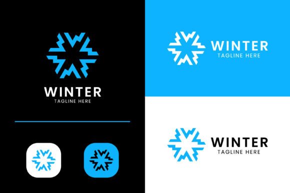 Letter W Rotate Logo Snowflake Icon Graphics