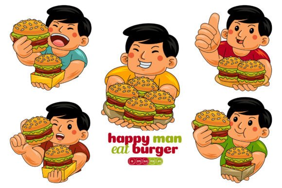 Man Eating Burger Vector Pack 02: Graphics & Illustrations for Creative Campaigns