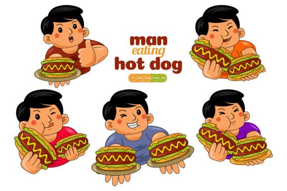 Man Eating Hotdog Vector Pack 01: Graphics for Creative Publishing
