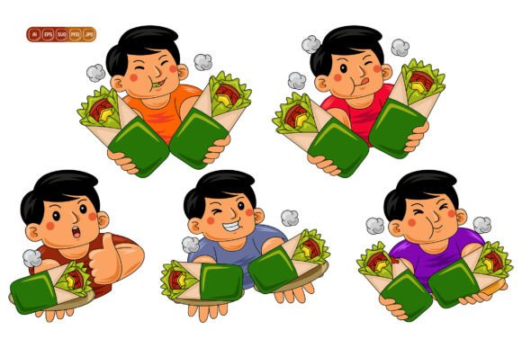 Man Eating Wrap Vector Pack 02: Graphics & Illustrations for Creative Campaigns