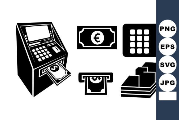 Minimal ATM Machine Icons: Graphics for Crafts & Small Business