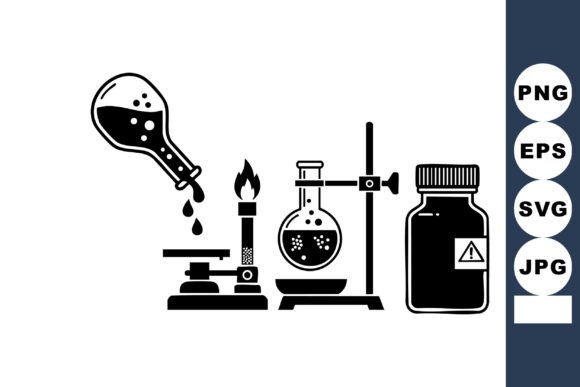 Minimal Chemistry Lab Silhouette Graphics and Crafts