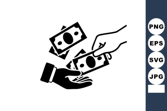 Minimalist Hand Paying Cash Icon: Graphics for Crafts and Marketing