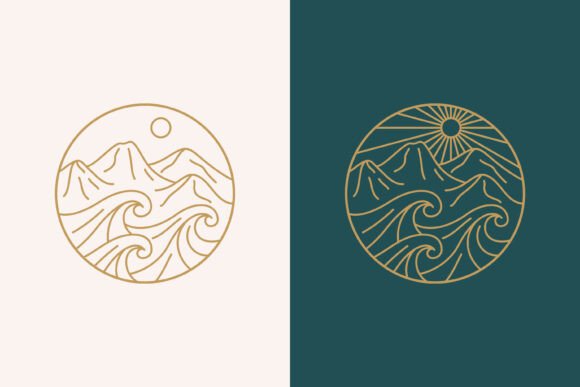 Mountain Wave Sun Abstract Logo Graphics