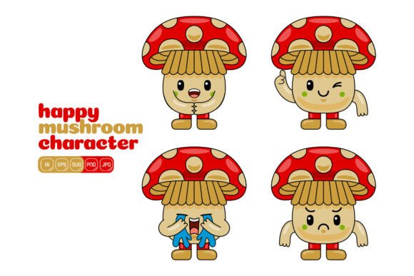 Mushroom Mascot Vector Pack 04: Graphics for Local Business Branding