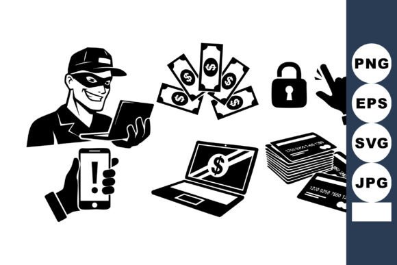 Smiling Hacker Monochrome Icons: Graphics and Crafts in Action