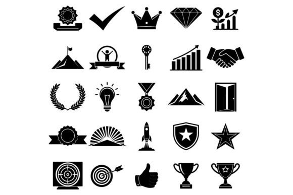 Success Vector Icon Set – Achievement Graphics