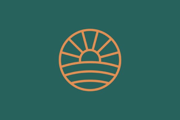 Sunrise Symbol Linear Circle Logo Badge Graphics